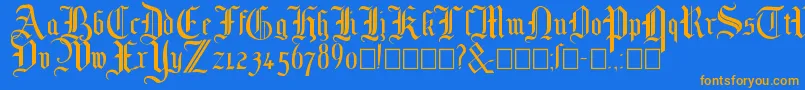 Mottisfont No 1 Font – Orange Fonts on Blue Background