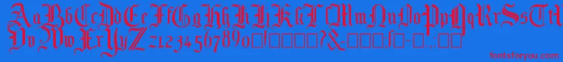 Mottisfont No 1 Font – Red Fonts on Blue Background