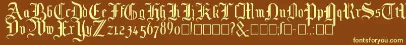 Mottisfont No 1 Font – Yellow Fonts on Brown Background