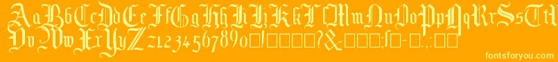 Mottisfont No 1-Schriftart – Gelbe Schriften auf orangefarbenem Hintergrund