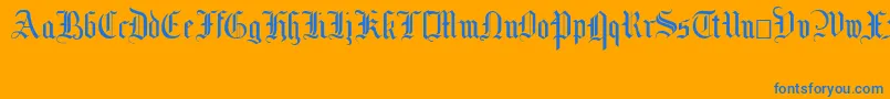 MottisfontNo2-Schriftart – Blaue Schriften auf orangefarbenem Hintergrund