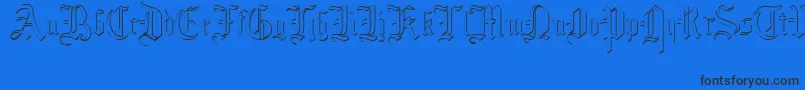 MottisfontNo4-Schriftart – Schwarze Schriften auf blauem Hintergrund