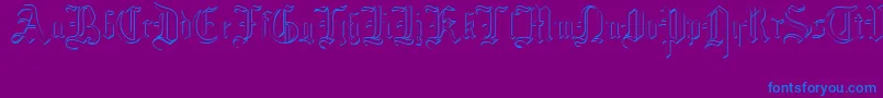 MottisfontNo4-Schriftart – Blaue Schriften auf violettem Hintergrund