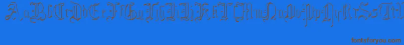 フォントMottisfontNo4 – 茶色の文字が青い背景にあります。