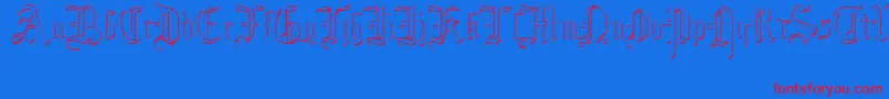 MottisfontNo4-Schriftart – Rote Schriften auf blauem Hintergrund