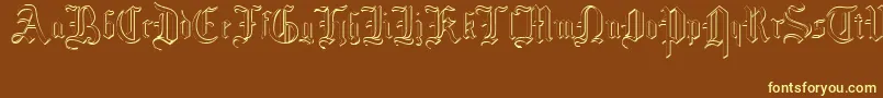 MottisfontNo4-Schriftart – Gelbe Schriften auf braunem Hintergrund