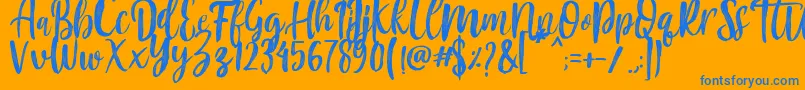 fuente Mountain Script   Brush Font – Fuentes Azules Sobre Fondo Naranja