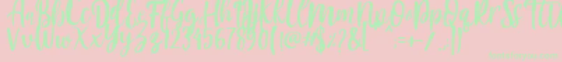 Mountain Script   Brush Font-Schriftart – Grüne Schriften auf rosa Hintergrund