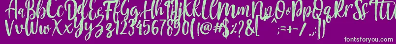 fuente Mountain Script   Brush Font – Fuentes Verdes Sobre Fondo Morado