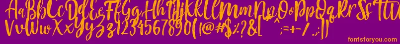 fuente Mountain Script   Brush Font – Fuentes Naranjas Sobre Fondo Morado