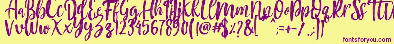 Police Mountain Script   Brush Font – polices violettes sur fond jaune