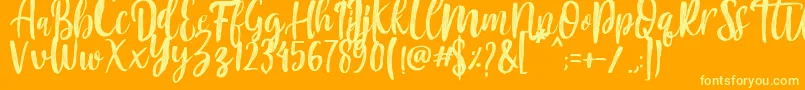 Mountain Script   Brush Font-fontti – keltaiset fontit oranssilla taustalla