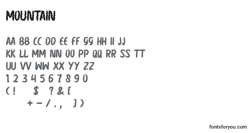 Шрифт Mountain (135007) – алфавит, цифры, специальные символы