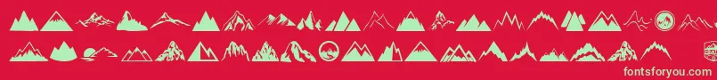 Mountain Font – Green Fonts on Red Background