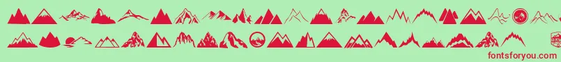 Mountain Font – Red Fonts on Green Background