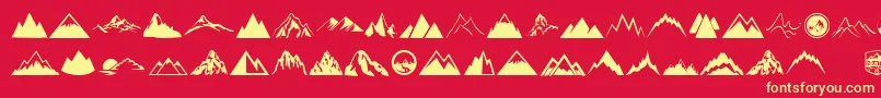 Mountain Font – Yellow Fonts on Red Background