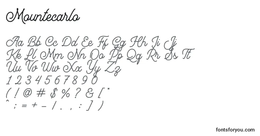 Шрифт Mountecarlo – алфавит, цифры, специальные символы