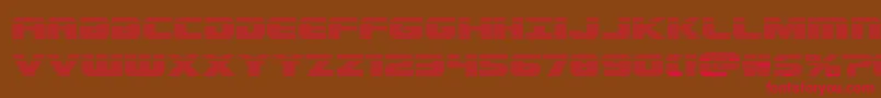 フォントDekarangergrad – 赤い文字が茶色の背景にあります。