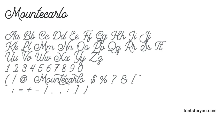 Czcionka Mountecarlo (135010) – alfabet, cyfry, specjalne znaki