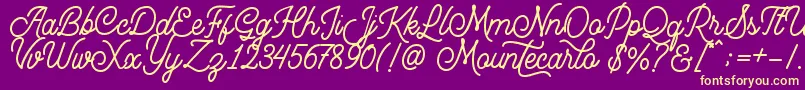 Mountecarlo Font – Yellow Fonts on Purple Background