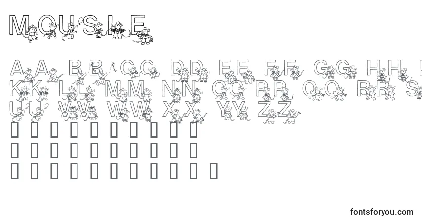 Schriftart Mousie (135013) – Alphabet, Zahlen, spezielle Symbole