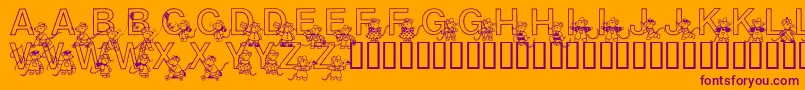 Fonte Mousie – fontes roxas em um fundo laranja