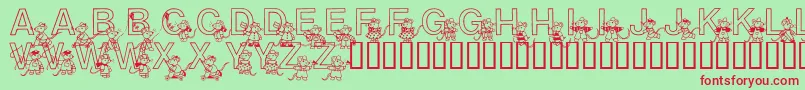 Fonte Mousie – fontes vermelhas em um fundo verde