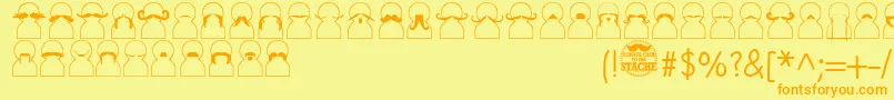 フォントMovember – オレンジの文字が黄色の背景にあります。