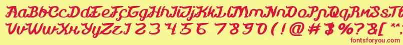 フォントMovie Script Ending Bold – 赤い文字の黄色い背景