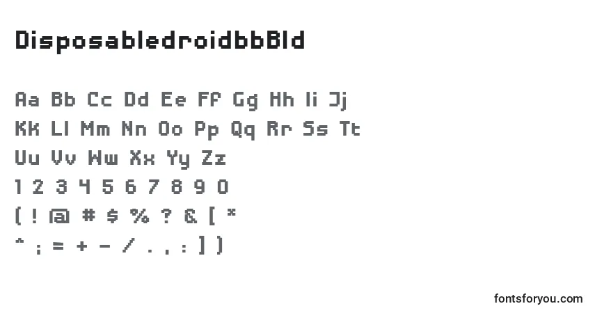A fonte DisposabledroidbbBld – alfabeto, números, caracteres especiais