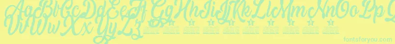 Moving Pictures Personal Use Font – Green Fonts on Yellow Background