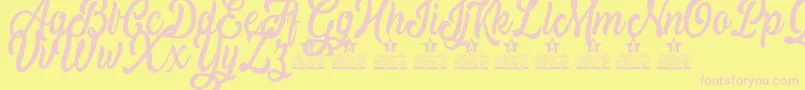 Moving Pictures Personal Use Font – Pink Fonts on Yellow Background