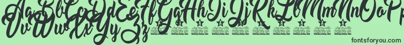 Moving Star Personal Use Font – Black Fonts on Green Background