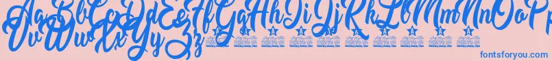 Moving Star Personal Use Font – Blue Fonts on Pink Background