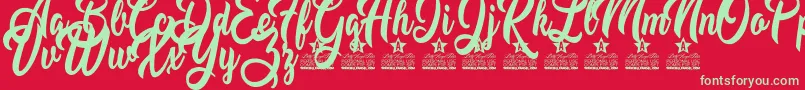 Moving Star Personal Use-Schriftart – Grüne Schriften auf rotem Hintergrund