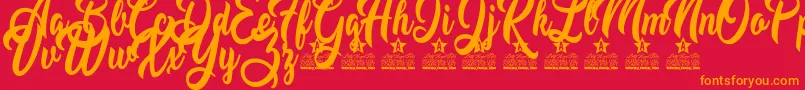 Moving Star Personal Use Font – Orange Fonts on Red Background