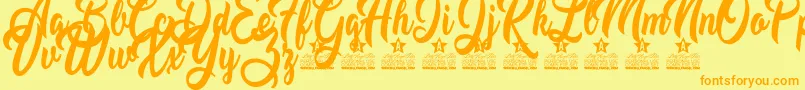 Moving Star Personal Use Font – Orange Fonts on Yellow Background