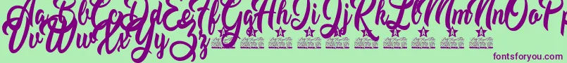 Moving Star Personal Use Font – Purple Fonts on Green Background