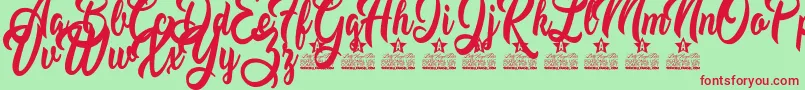 Moving Star Personal Use Font – Red Fonts on Green Background