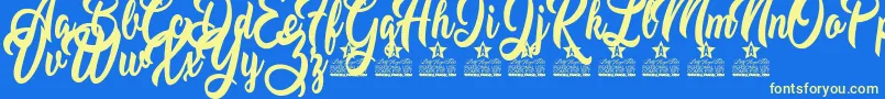 Moving Star Personal Use Font – Yellow Fonts on Blue Background