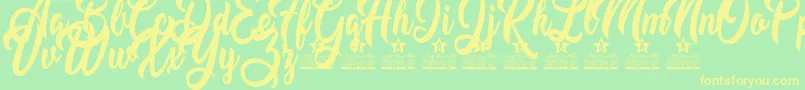 Moving Star Personal Use Font – Yellow Fonts on Green Background