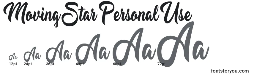 Moving Star Personal Use Font Sizes