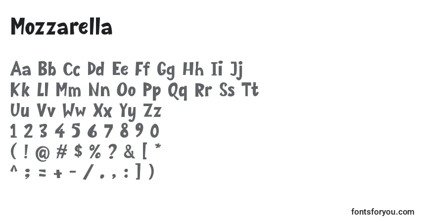 Schriftart Mozzarella – Alphabet, Zahlen, spezielle Symbole