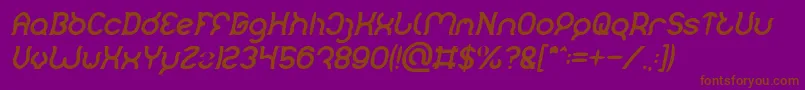 Fonte Mozzie Bold Italic – fontes marrons em um fundo roxo