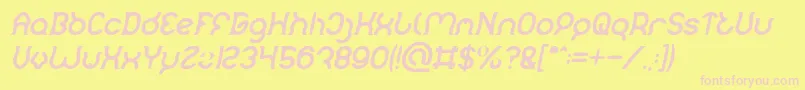 Mozzie Bold Italic-Schriftart – Rosa Schriften auf gelbem Hintergrund