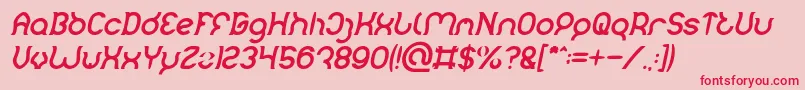 フォントMozzie Bold Italic – ピンクの背景に赤い文字