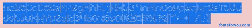 Mozzie Hollow Inverse-Schriftart – Blaue Schriften auf rosa Hintergrund