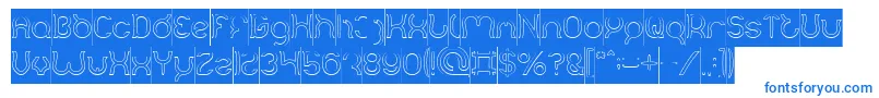 Mozzie Hollow Inverse-Schriftart – Blaue Schriften auf weißem Hintergrund