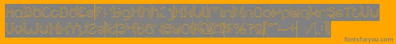 Mozzie Hollow Inverse-Schriftart – Graue Schriften auf orangefarbenem Hintergrund