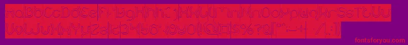 Mozzie Hollow Inverse-Schriftart – Rote Schriften auf violettem Hintergrund